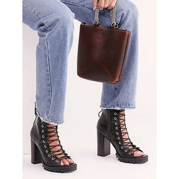 FREE PEOPLE Jeffrey Campbell Palermo Lace Up Heels - Picture 12 of 12